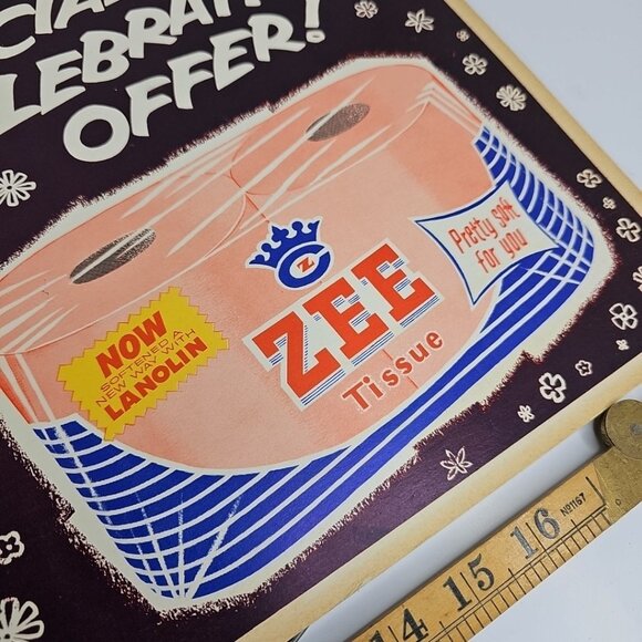 Vintage Advertising Sign 1950s - Zee Tissue Crown Zellerbach Canada Limited - Picture 5 of 8